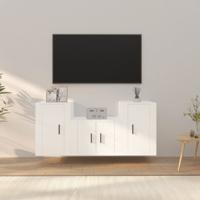 3-delige Tv-meubelset bewerkt hout wit