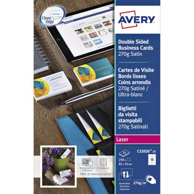 Visitekaart avery c32026 2-zijdig 85x54 100 stuks