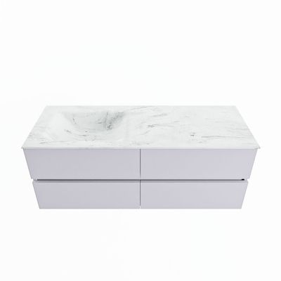 MONDIAZ VICA-DLUX 130cm badmeubel onderkast Cale 4 lades. Inbouw wastafel CLOUD links 1 kraangat, kleur Opalo.