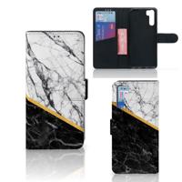 OPPO A91 | Reno3 | Bookcase | Marmer Wit Zwart - Origineel Cadeau Man