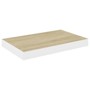 vidaXL Wandschap zwevend 50x23x3,8 cm MDF eikenkleurig en wit