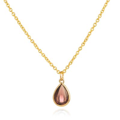 Verstelbare Ketting met Roze en Goudkleurige Waterdruppel Hanger
