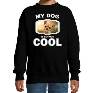 Honden liefhebber trui / sweater Chihuahua my dog is serious cool zwart voor kinderen