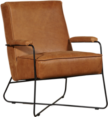 Cognac leren moderne design fauteuil Hope - Vintage Leer Cognac (cognac leer)
