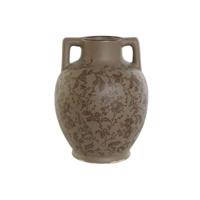 Vaas Home ESPRIT Bruin Groen Keramiek Blad van een plant 17 x 17 x 22 cm