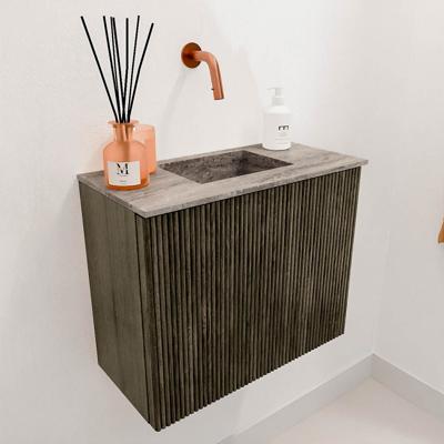 Toiletmeubel Mondiaz Joya Dlux | 50 cm | Meubelkleur Shadow | Faye wastafel Oza Wasbak Midden | Zonder kraangat(en)