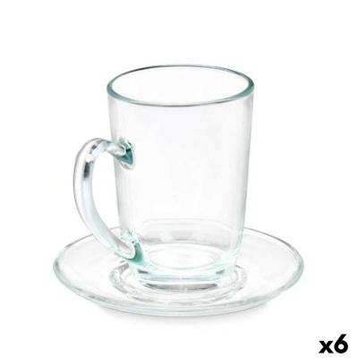 Kopje met schoteltje Vivalto 41089 41089 Transparant Glas 200 ml (6 Stuks)