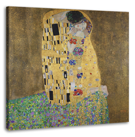 Karo-art Schilderij - Gustav Klimt, De Kus, liefdespaar, 3 maten, reproductie