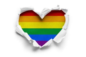 Schilderij - Gay pride, LGBT , love - regenboog , Multikleur,90x60cm