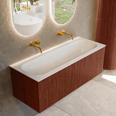Badmeubel Mondiaz Kurve | 120 cm cm | Meubelkleur Ruby | Wastafelkleur Talc | Solid surface | Wasbak midden spoelbak | Zonder kraangat(en)