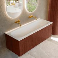 Badmeubel Mondiaz Kurve | 120 cm cm | Meubelkleur Ruby | Wastafelkleur Talc | Solid surface | Wasbak midden spoelbak | Zonder kraangat(en)