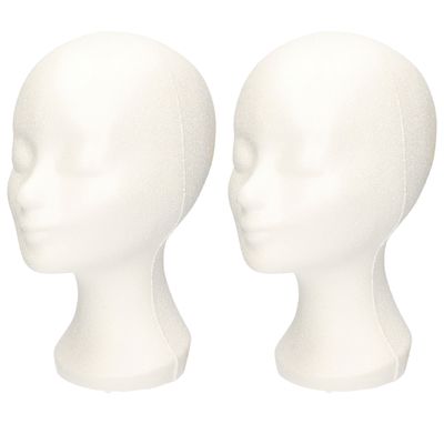 2 stuks piepschuim hoofd pruikenstandaard 30 cm