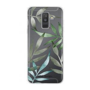 Tropical watercolor leaves: Samsung Galaxy A6 Plus (2018) Transparant Hoesje