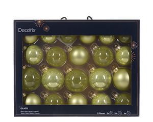 Kerstbal glas d7 cm pstch ass 21st kerst - Decoris