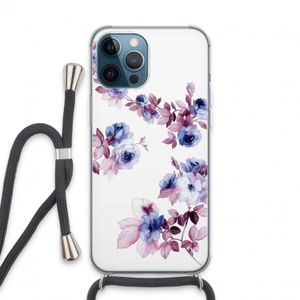 Waterverf bloemen: iPhone 13 Pro Max Transparant Hoesje met koord