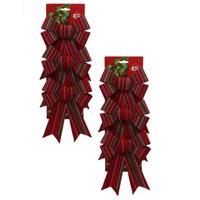 Kerst ornamenten strikken - 6x st - donkerrood - 15 x 24 cm - strikjes/kerststrikjes