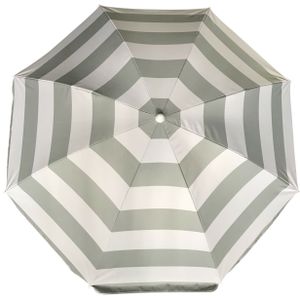 Parasol - zilver - gestreept - D180 cm - UV-bescherming - incl. draagtas