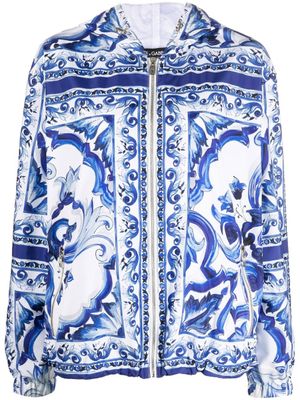 Dolce & Gabbana coupe-vent à imprimé Majolica - Blanc