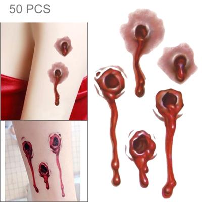 S-251 50 PCS Halloween terreur realistische Bullet wond bloed tijdelijke tattoo sticker