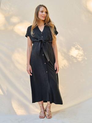 Lange ENVIE DE FRAISE shirtjurk voor zwangerschap en borstvoeding zwart