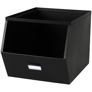 Stapelbare opbergmand Open Metal Box - L23 x B32 x H21 cm - metaal - zwart