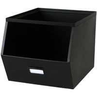 Stapelbare opbergmand Open Metal Box - L23 x B32 x H21 cm - metaal - zwart Stapelbare opbergmand Open Metal Box - L23 x B32 x H21 cm - metaal - zwart