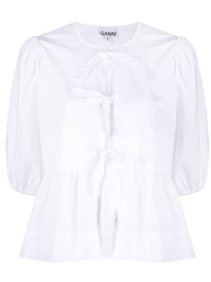 GANNI blouse à taille péplum - Blanc