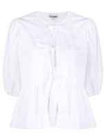 GANNI blouse à taille péplum - Blanc