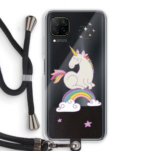 Regenboog eenhoorn: Huawei P40 Lite Transparant Hoesje met koord