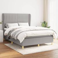 Boxspring met matras stof lichtgrijs 140x190 cm