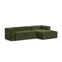 Kave Home Loungebank 'Blok' Rib, Rechts, kleur Donkergroen Kave Home Loungebank 'Blok' Rib, Rechts, kleur Donkergroen