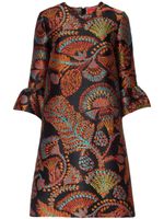 La DoubleJ robe courte 24/7 à fleurs en jacquard - Marron