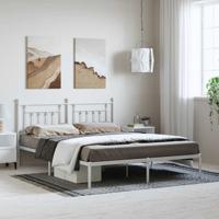 Bedframe met hoofdbord metaal wit 183x213 cm
