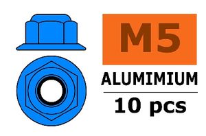 Zelfborgende zeskantmoer M5, met flens "Blauw", Aluminium (10st)
