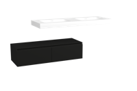 Storke Edge Modulo zwevend badmeubel 150 x 52 cm mat zwart met Mata High in mat witte Solid Surface