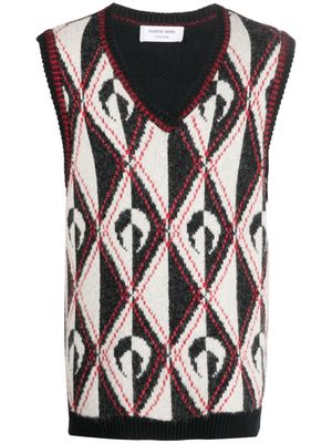 Marine Serre débardeur à logo en maille intarsia - Noir