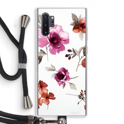 Geschilderde bloemen: Samsung Galaxy Note 10 Plus Transparant Hoesje met koord