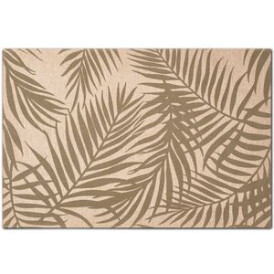 1x placemats palm bladeren print - linnen - 45 x 30 cm - beige/groen
