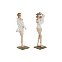 Decoratieve figuren Home ESPRIT Wit Beige Vrouw Mediterrane 8 x 6,5 x 24,5 cm (2 Stuks)
