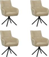 Set van 4 Taupe leren industriële draaibare eetkamerstoelen Fancy - Kenia Leer Taupe (taupe leer)