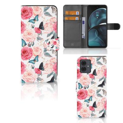 Motorola Moto G14 Hoesje Butterfly Roses | Portemonnee hoesje