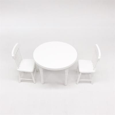1:12 Mini Doll House scène decoratie eettafel en stoel set (wit)