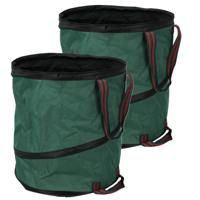 Progarden pop- 2x -up tuinafvalzak - opvouwbaar - rond - groen - 165 liter - bladeren opruimen