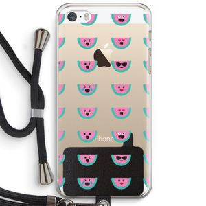 Smiley watermeloenprint: iPhone 5 / 5S / SE Transparant Hoesje met koord