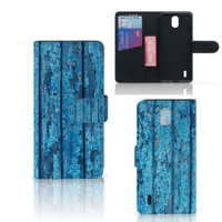 Nokia 1.3 Book Style Case Wood Blue - thumbnail