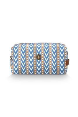 Pip Studio Pip Studio Coco Cosmetic Bag Medium Samba Stripe Blue 21.5x10x10.5cm