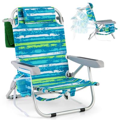 Strandstoelen 2-delige set Opvouwbare Campingstoelen met Verstelbare Rugleuning Blauw en Groen (2 stuks)