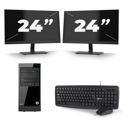 HP Elite 7300 Micro Tower - Intel Core i7-2e Generatie - 16GB RAM - 256GB SSD - Windows 10 + 2x 24 inch Monitor