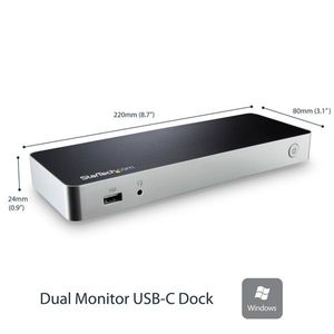 StarTech.com MST30C2HHPDU USB 3.0 (3.1 Gen 1) Type-C Zwart, Zilver notebook dock & poortreplicator