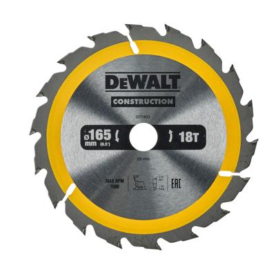 DeWALT Cirkelzaagblad voor Hout | Construction | Ø 165mm Asgat 20mm 18T - DT1933-QZ